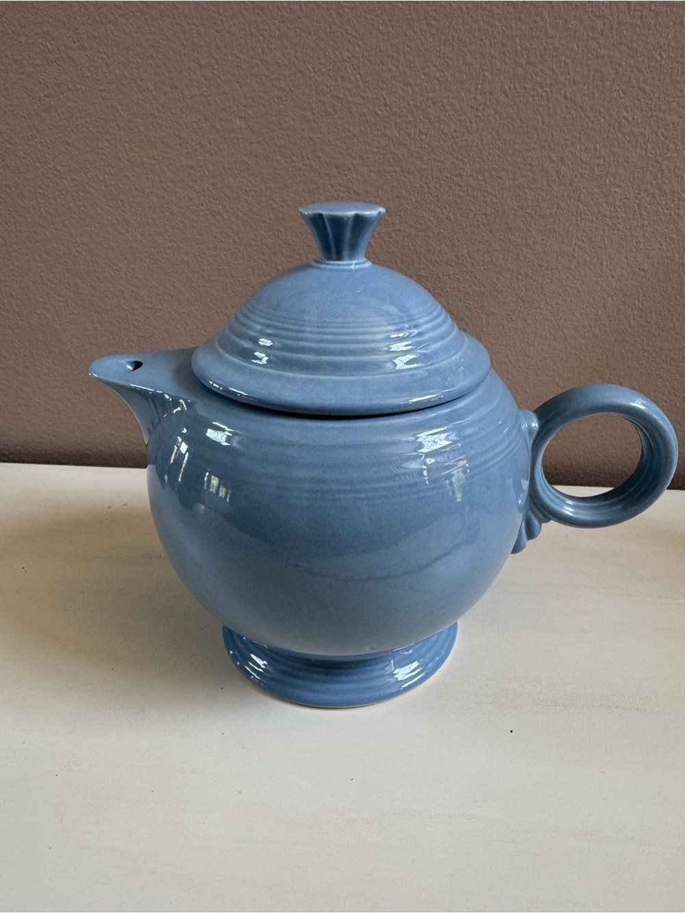 Fiesta Blue Ceramic Teapot with Lid vintage glossy ceramic heavy durable - Picture 3 of 7